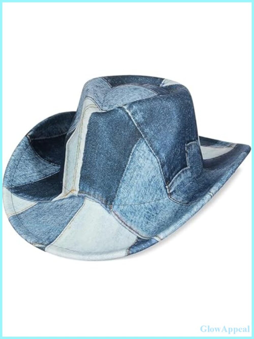 Tie Dye Denim Patchwork Cowboy Hat Women Men Western Wide Brim Costume